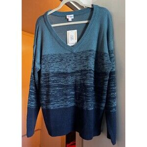 Lularoe Sweater Blue Ombré Heathered Stripe  Torrie Knit Pullover Size Small NWT